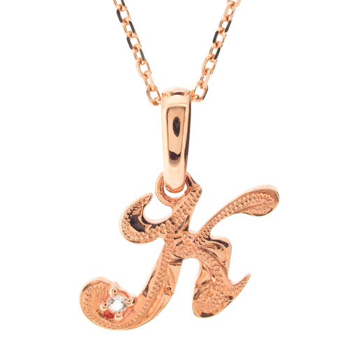 ハワイアンジュエリー/K14PG/ダイヤモンド イニシャル ペンダント「K