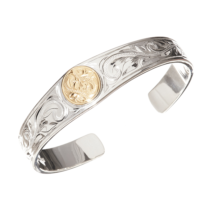 ハワイアンジュエリー/Silver925/K14YGF/ラウンドポイント バングル