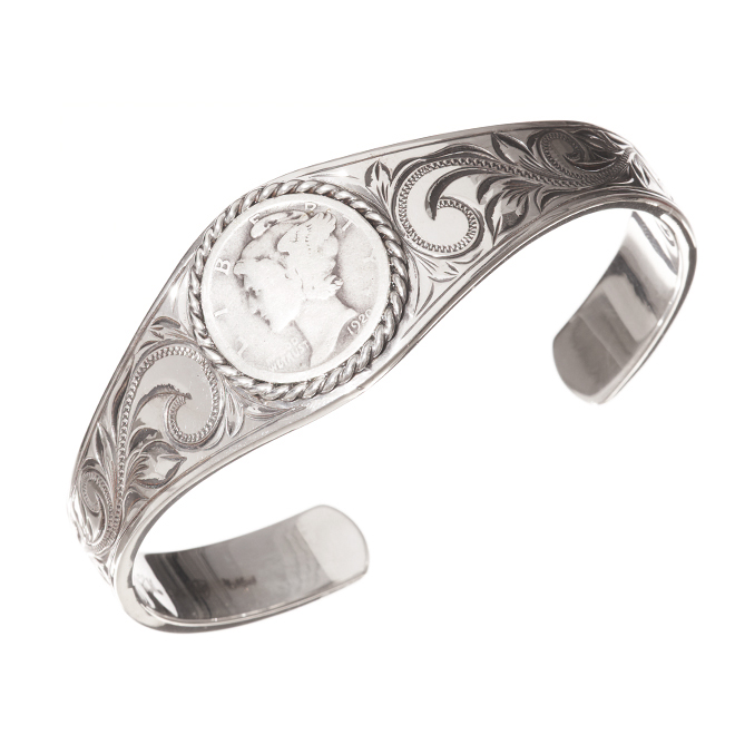 ハワイアンジュエリー/Silver925/マーキュリーダイムバングル/0504