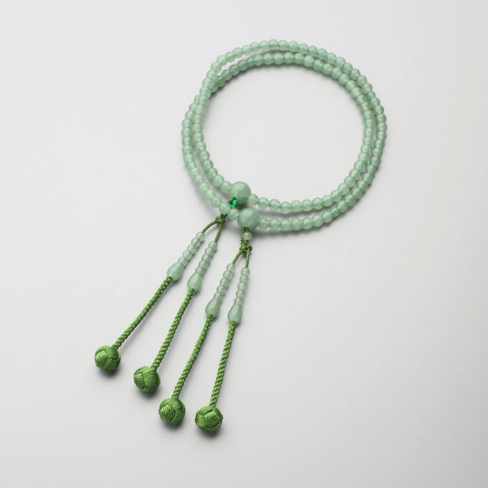 数珠 真言宗仕立 女性用 印度翡翠八寸（5mm玉）利休梵天房 — 仏壇