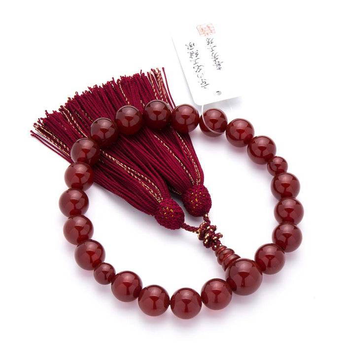 数珠 男性用 赤瑪瑙 20玉 共仕立 正絹房 — 仏壇・仏具専門店 ぶつえいどう