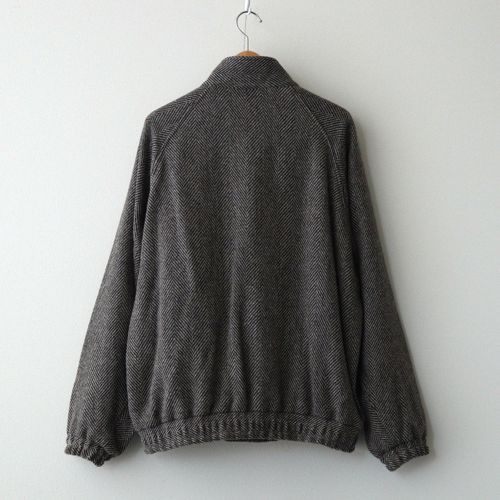 LAMA SHETLAND WOOL TWEED ZIP BLOUSON #KHAKI TWEED [A24AB03LS