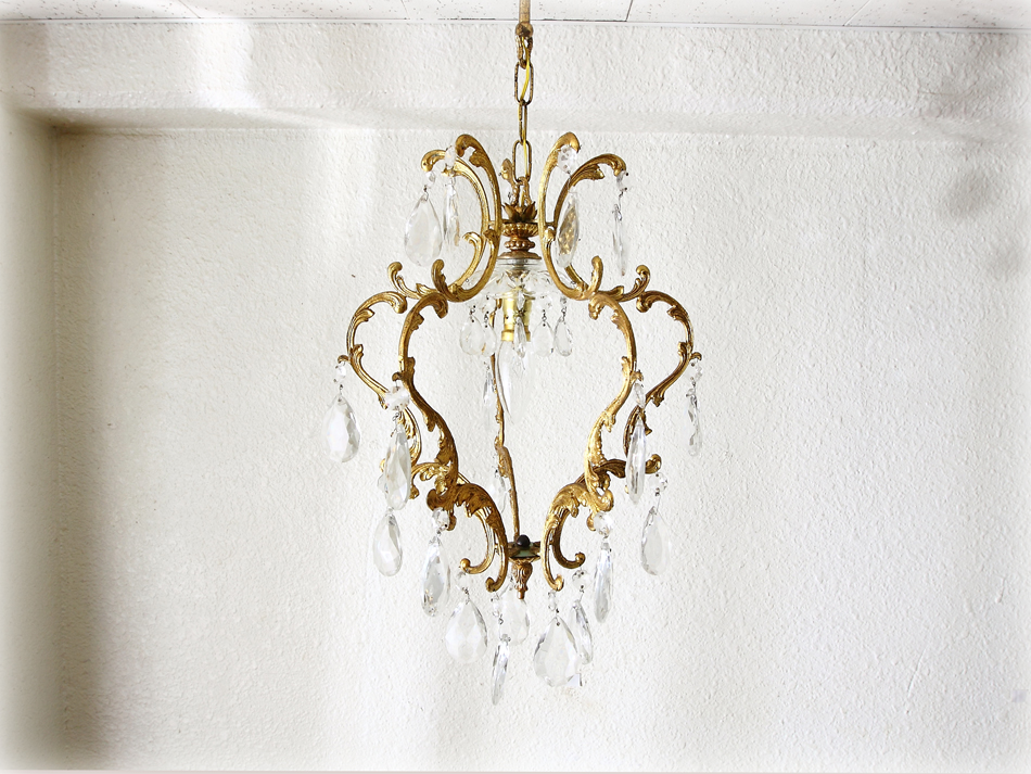 ネオロココ ケージスタイル アンティークブラス&クリスタルドロップ