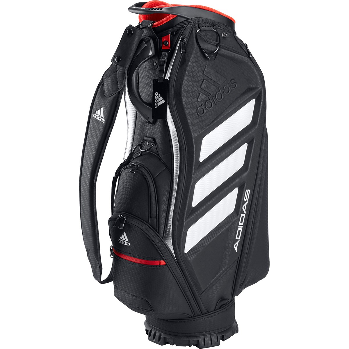 adidas キャディバッグ 黒 赤 adidas キャディバッグ 9インチ フード付