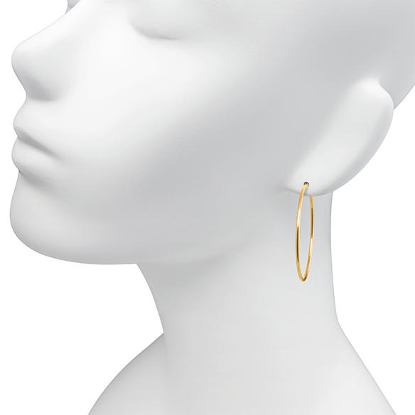 ゴールドビーズフープピアス 直径約2.5cm K18イエローゴールド フープ