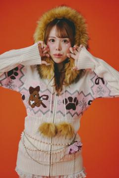 glamb(グラム)GB0324/KNT06 : Mesh Border Knit / メッシュボーダー