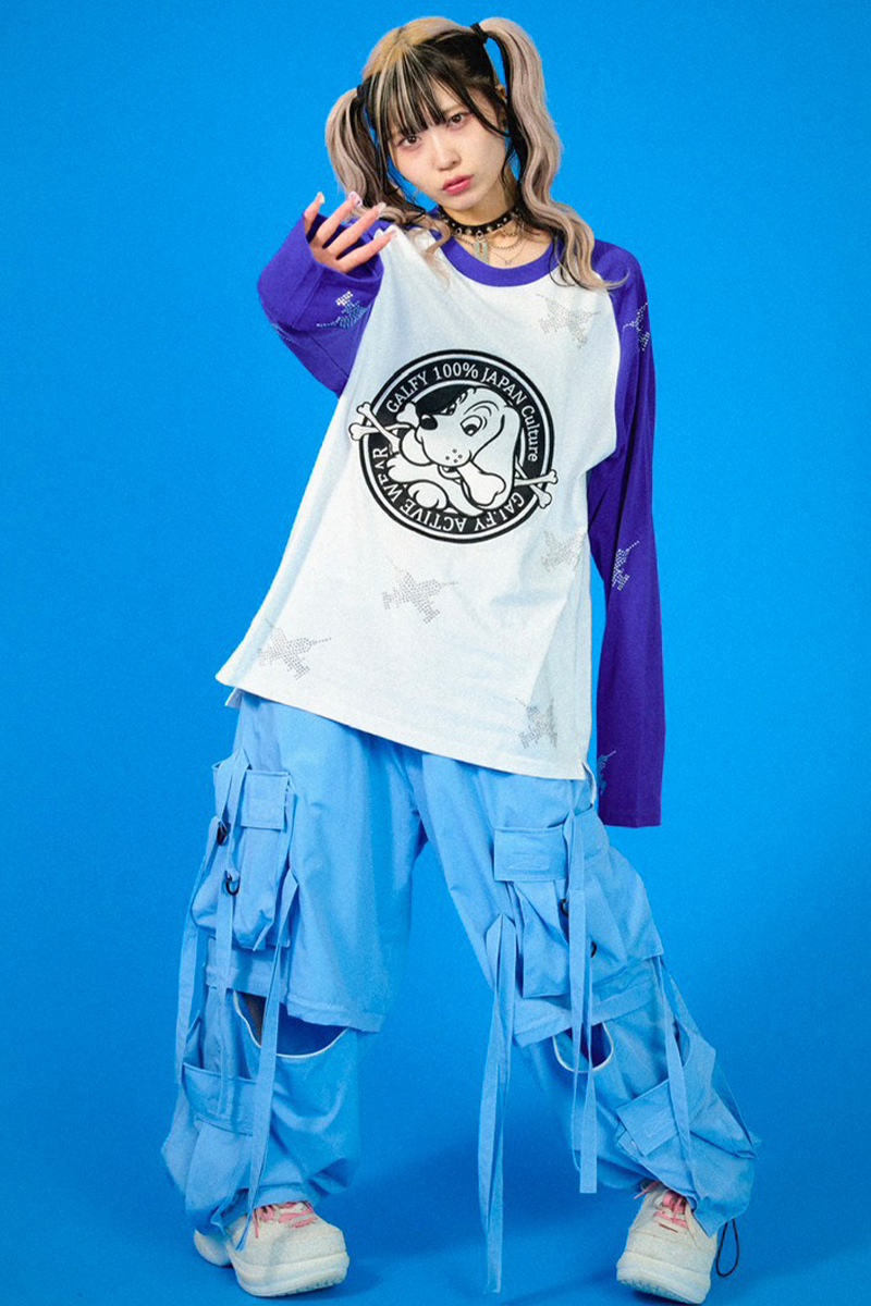 GALFY (ガルフィー) ピカピカ注射器ラグランロン Tee BLUE / ロック