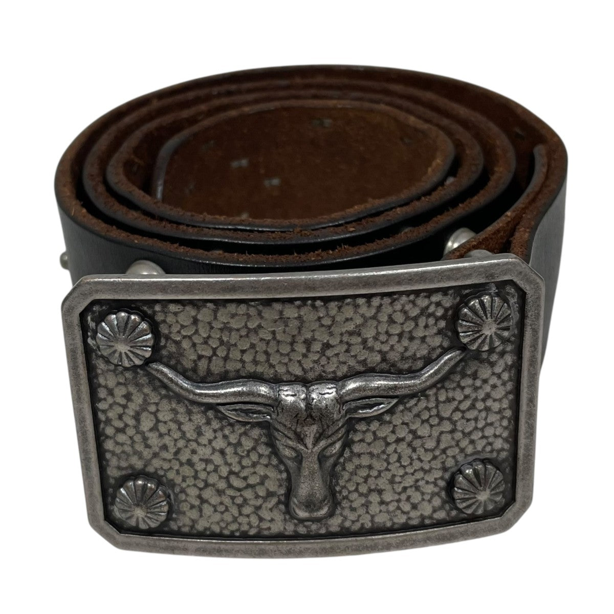 RRL(ダブルアールエル) バッファローバックルスタッズレザーベルト