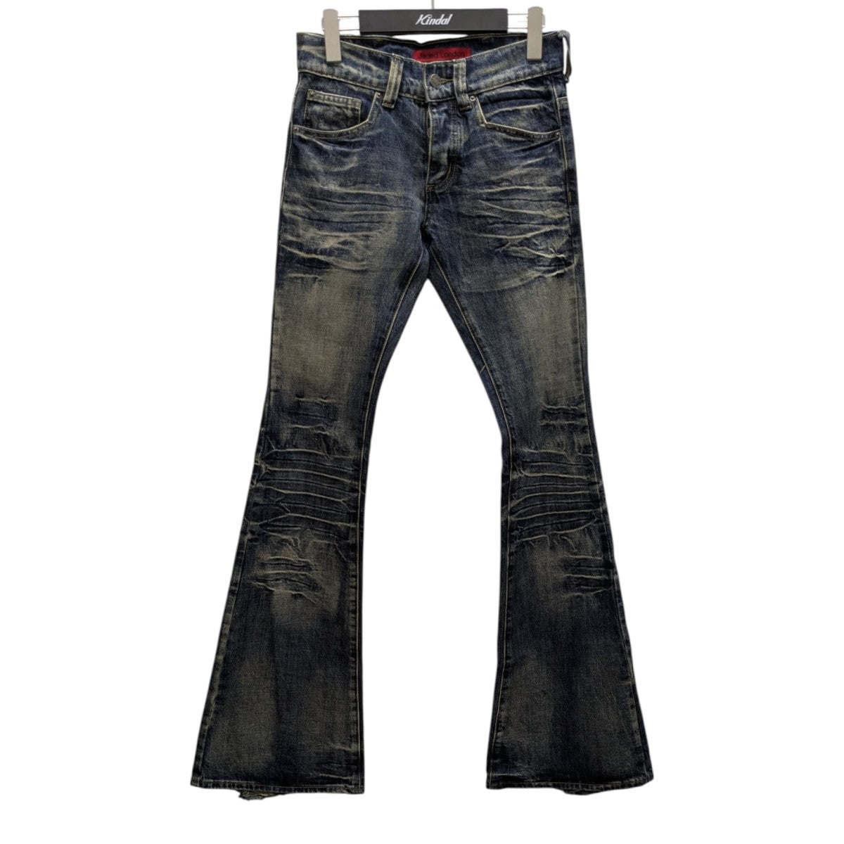 JADED LONDON(ジェイデッドロンドン) Mid Blue Drift Flared Jeans