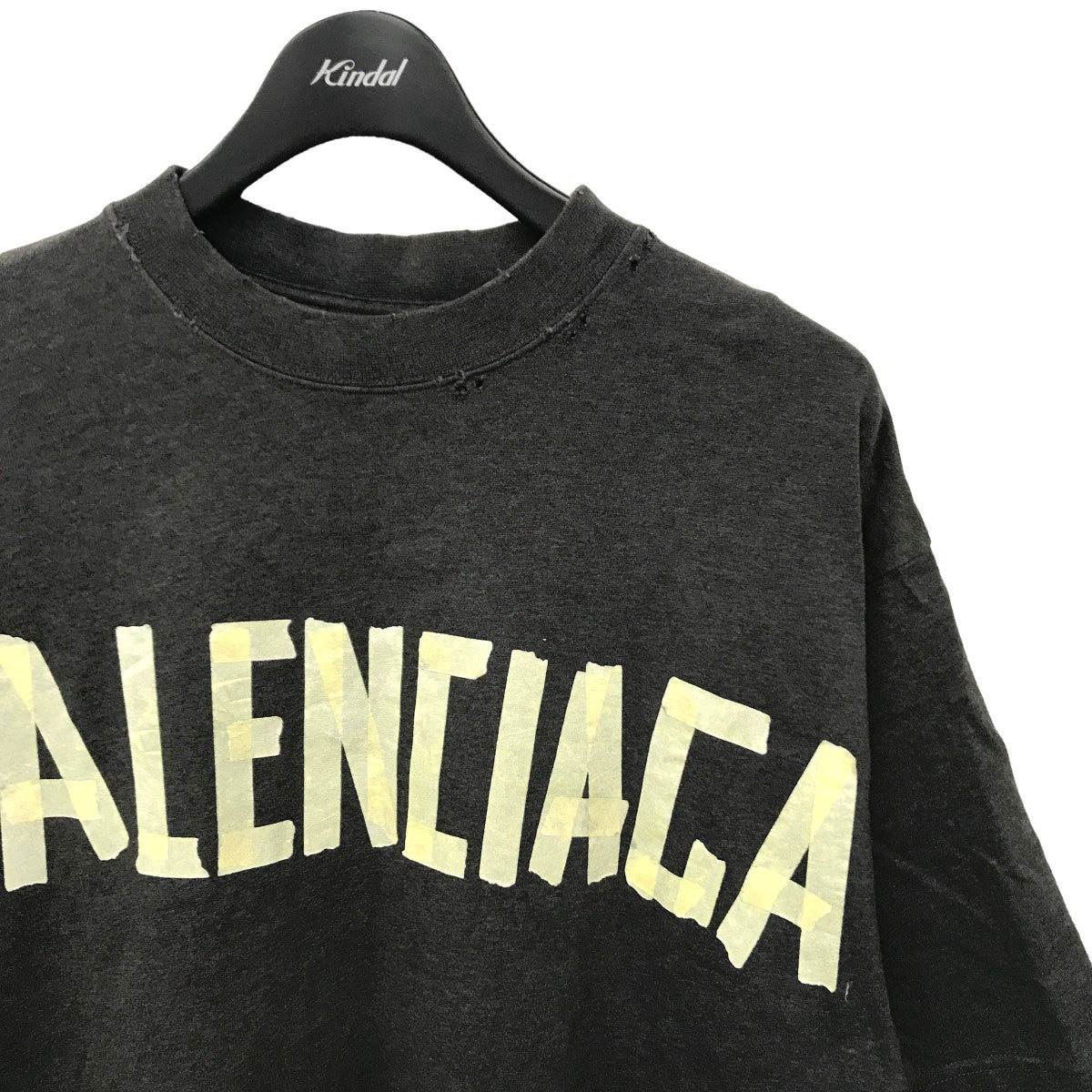 BALENCIAGA(バレンシアガ) 23SS ユーズド加工 テープロゴ Tシャツ