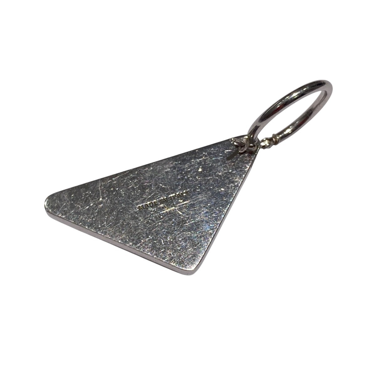 PRADA(プラダ) トライアングルプレートピアス 片耳 シルバー×ブラック