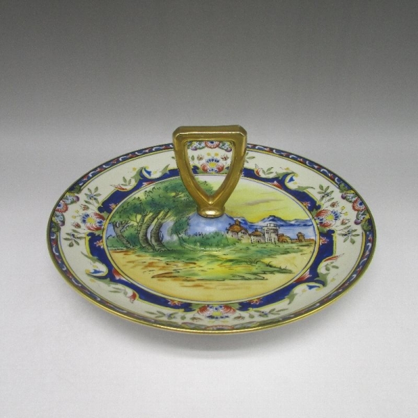 オールドノリタケ]アールデコ古城風景文サンドイッチプレート U3419