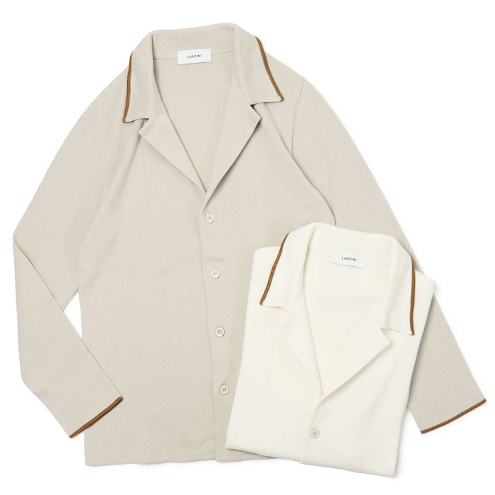 ラルディーニ / LARDINI / ニット ジャケット / シャツ襟 / コットン
