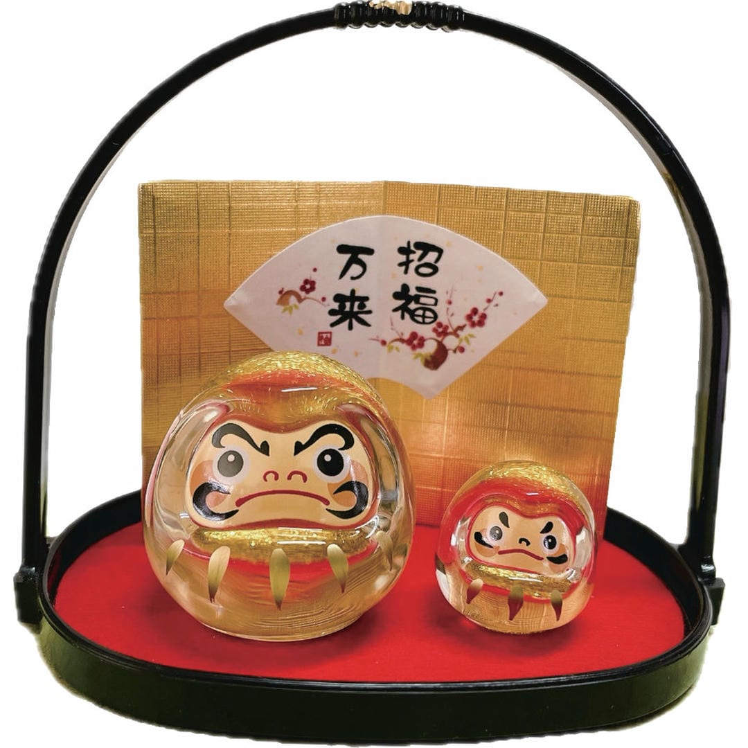 楽天市場】だるま 金 硝子親子飾り E-7 瀬戸取寄 ガラス 置物 置き物