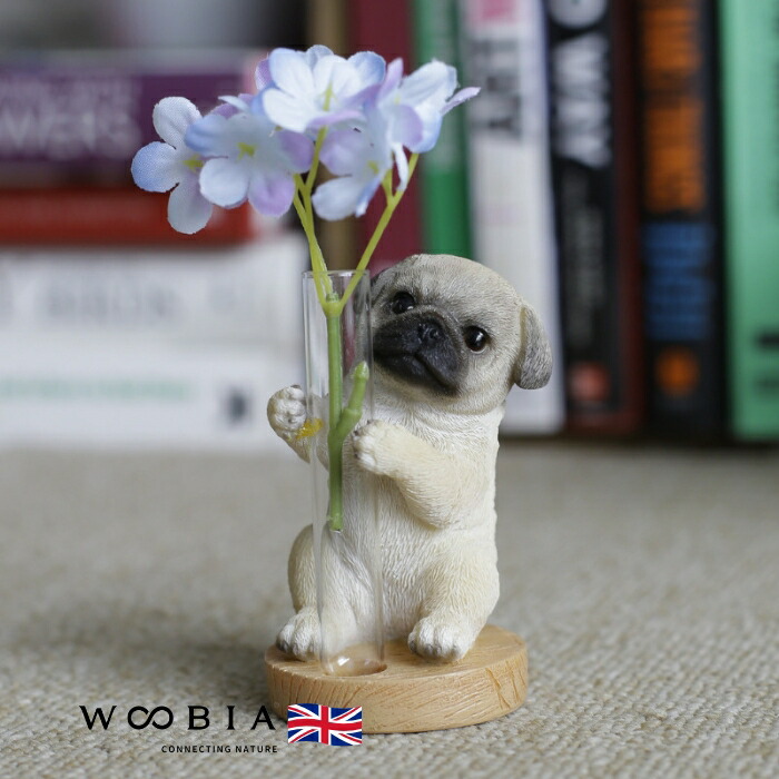 楽天市場】犬 置物 小さい かわいい パグ 一輪挿し woobia ウービア