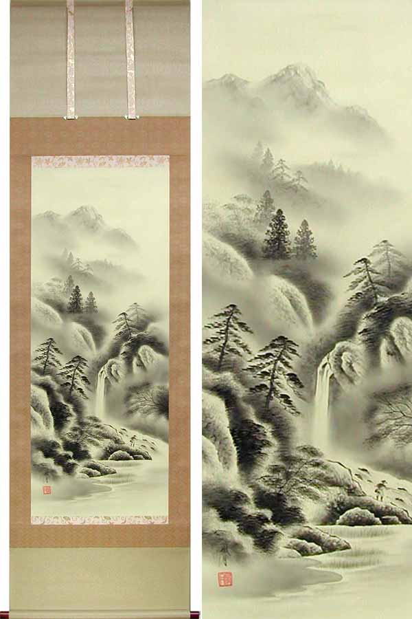楽天市場】掛け軸 水墨山水 (中沢樹芳) 送料無料 【掛軸】【一間床