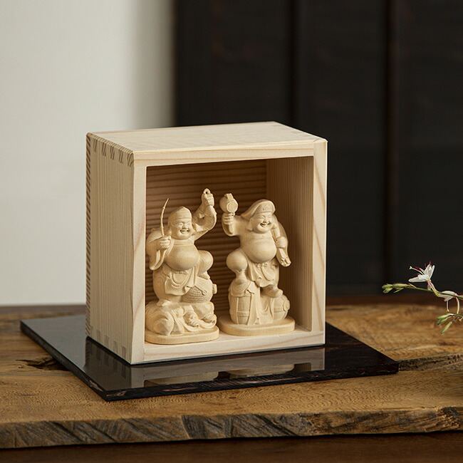 楽天市場】【総高12cm】恵比寿大黒 木彫り 福の神 縁起物一刀彫 / 材料