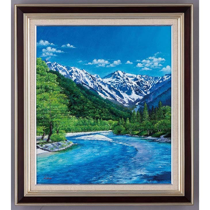 森下一夫 油彩画 F8 青空と白壁の風景 森下一夫 油彩画 F8 青空と白壁