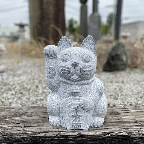 楽天市場】猫の置物 グレー御影石 高さ25.5cmみかげ石 アメリカン