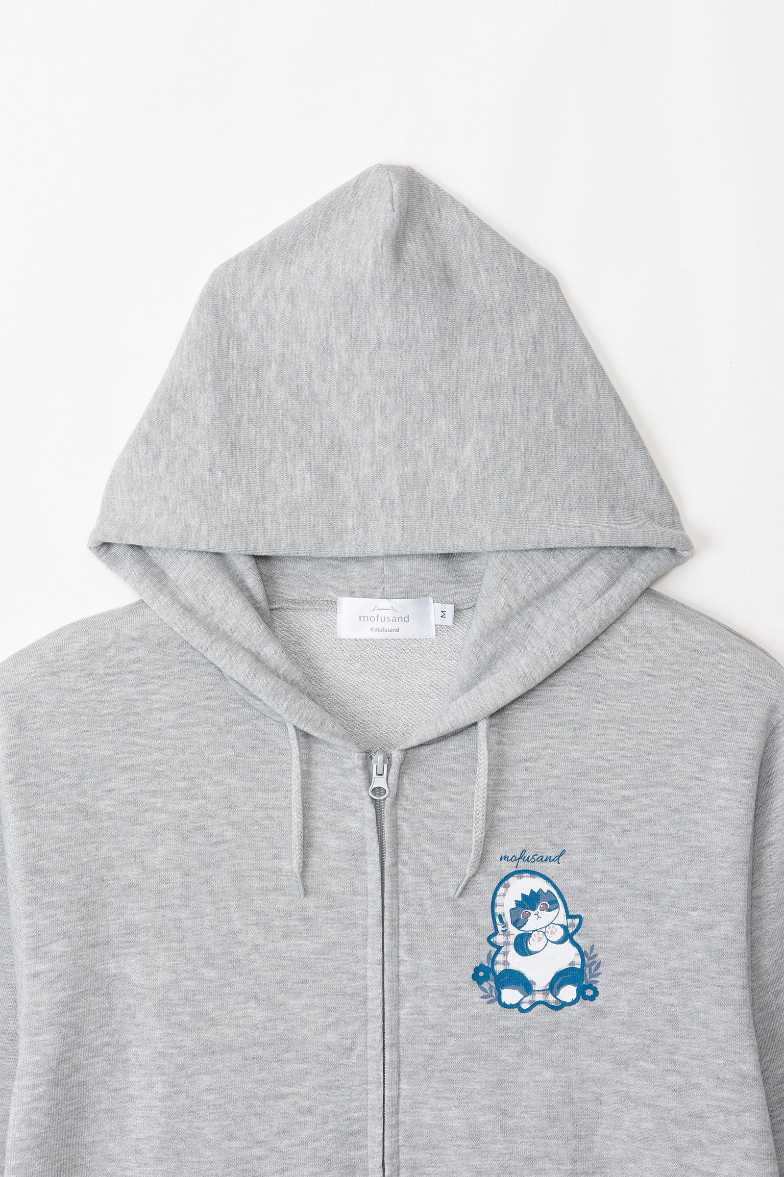 mofusand ZIPパーカー カントリーチェック サメにゃん グレー