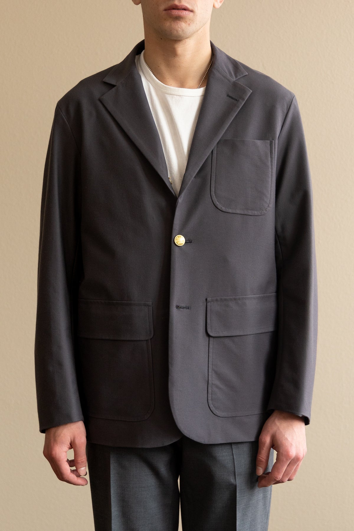J. Press Knit 3 Button Baggy Blazer | Gray | Canoe Club