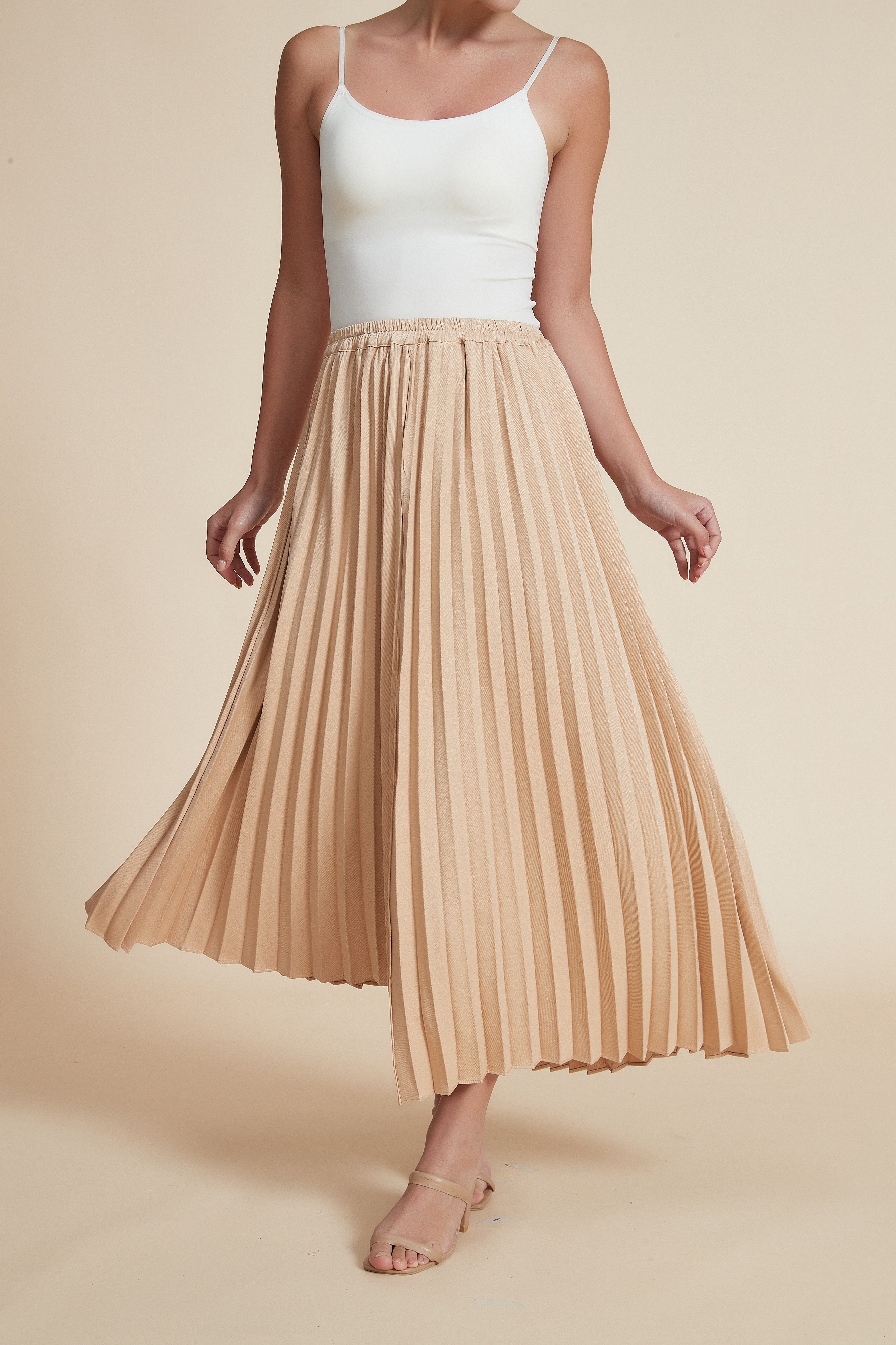 Asymmetrical Pleated Midi Skirt | Yola
