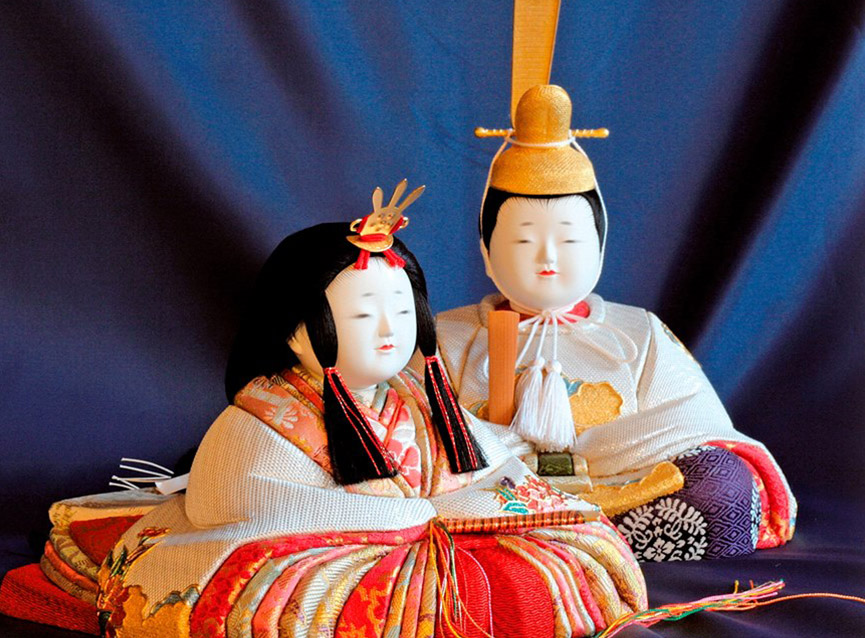 初代石川潤平 木目込 雛人形 鶴亀雛 本金蒔絵黒屏風 初代石川潤平 木目