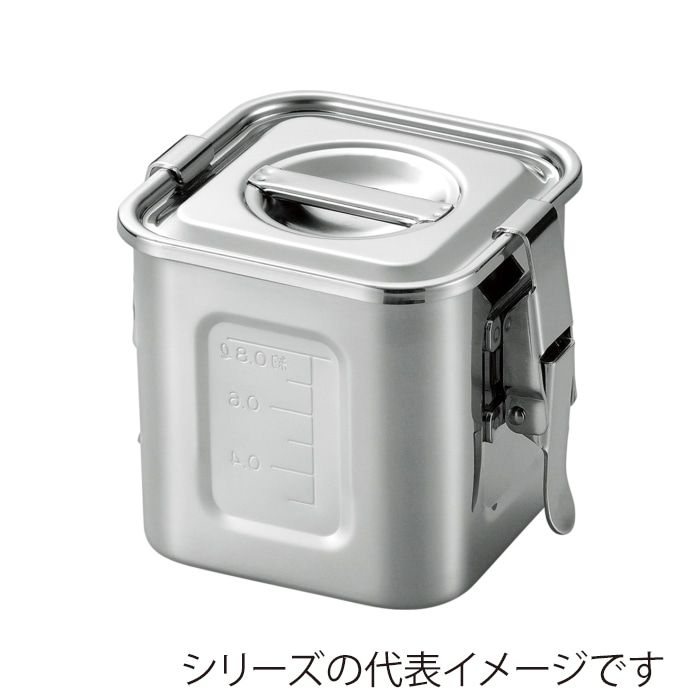 赤川器物製作所 18-8 目盛付 角型キッチンポット 30cm 手付 1個（ご