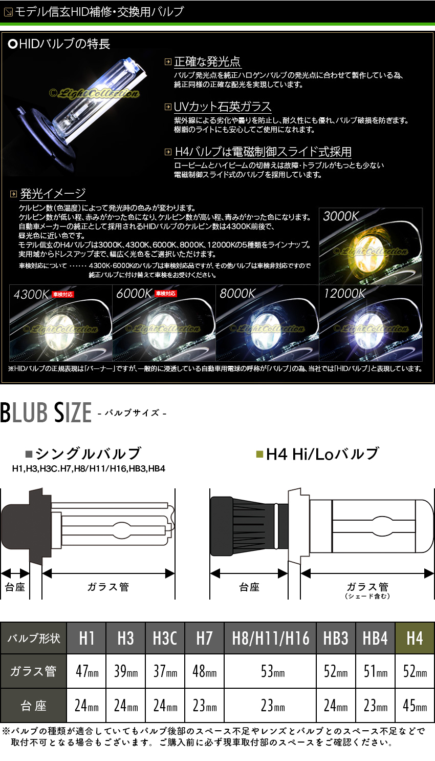 ☆交換パーツSALE！ HID交換用バルブ H1/H3/H3C/H7/H8/H9/H11/H16/HB3