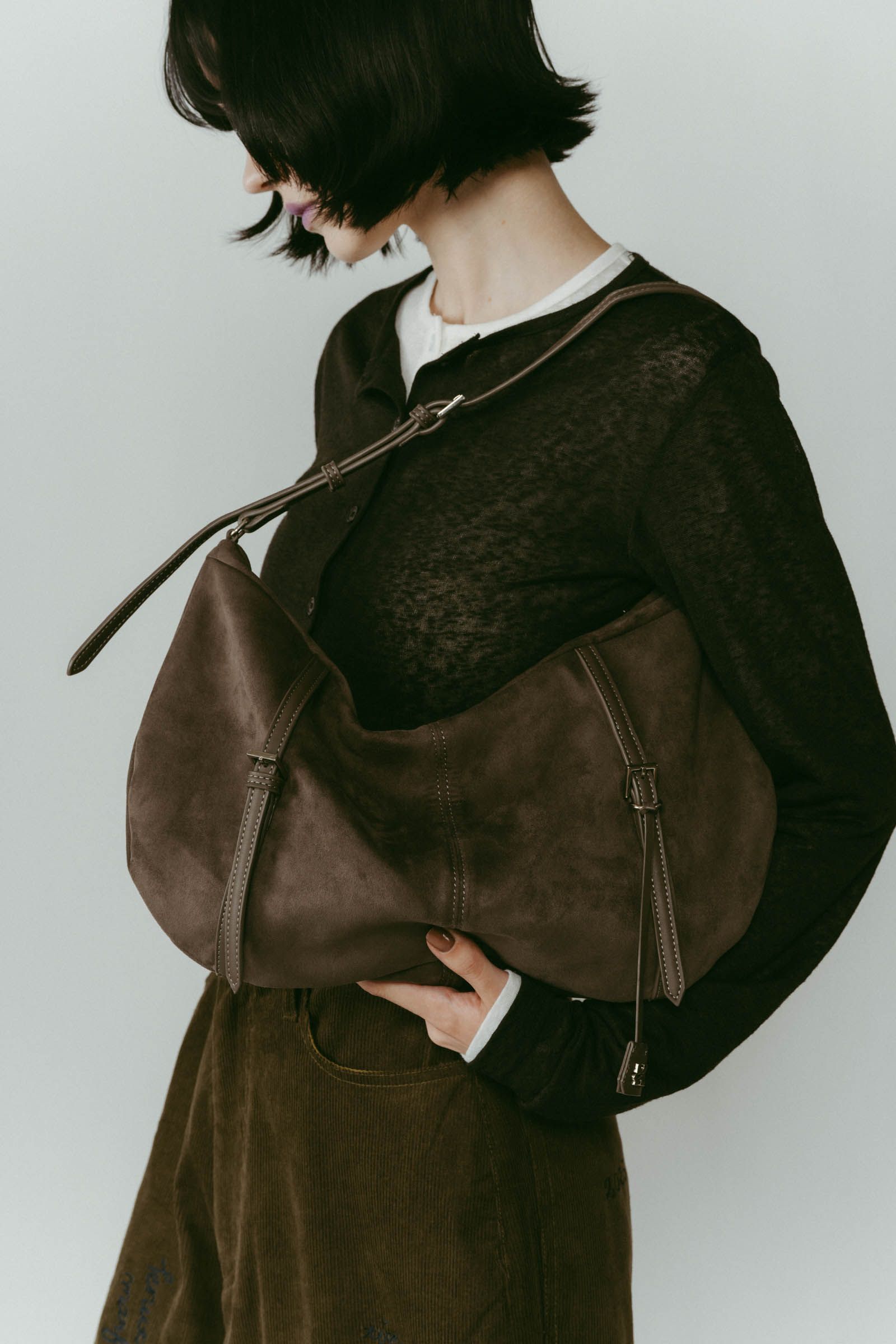 Knuth Marf - suede moon bag / スエード ムーンバッグ (グレー) | Sir