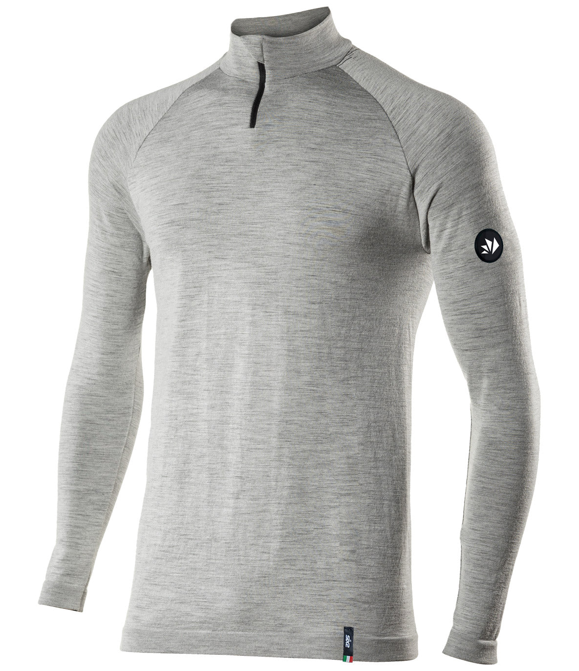 Merino Wool Long Sleeve Mock Turtleneck Jersey with Zipper - TS13