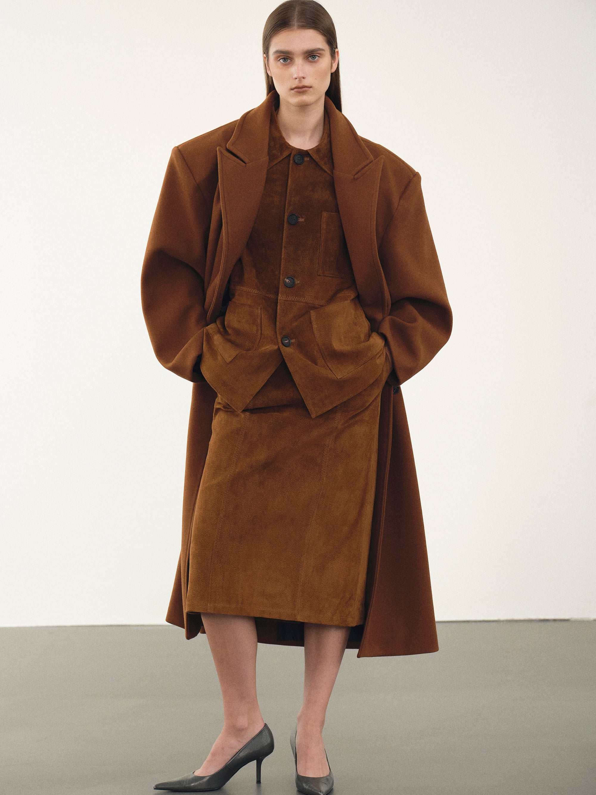 Wallis Oversized Grandpa Coat, Pecan – SourceUnknown