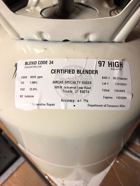 B.A.R. 97 HIGH CALIBRATION GAS WITHOUT NOX BLEND CODE 34 ALWAYS