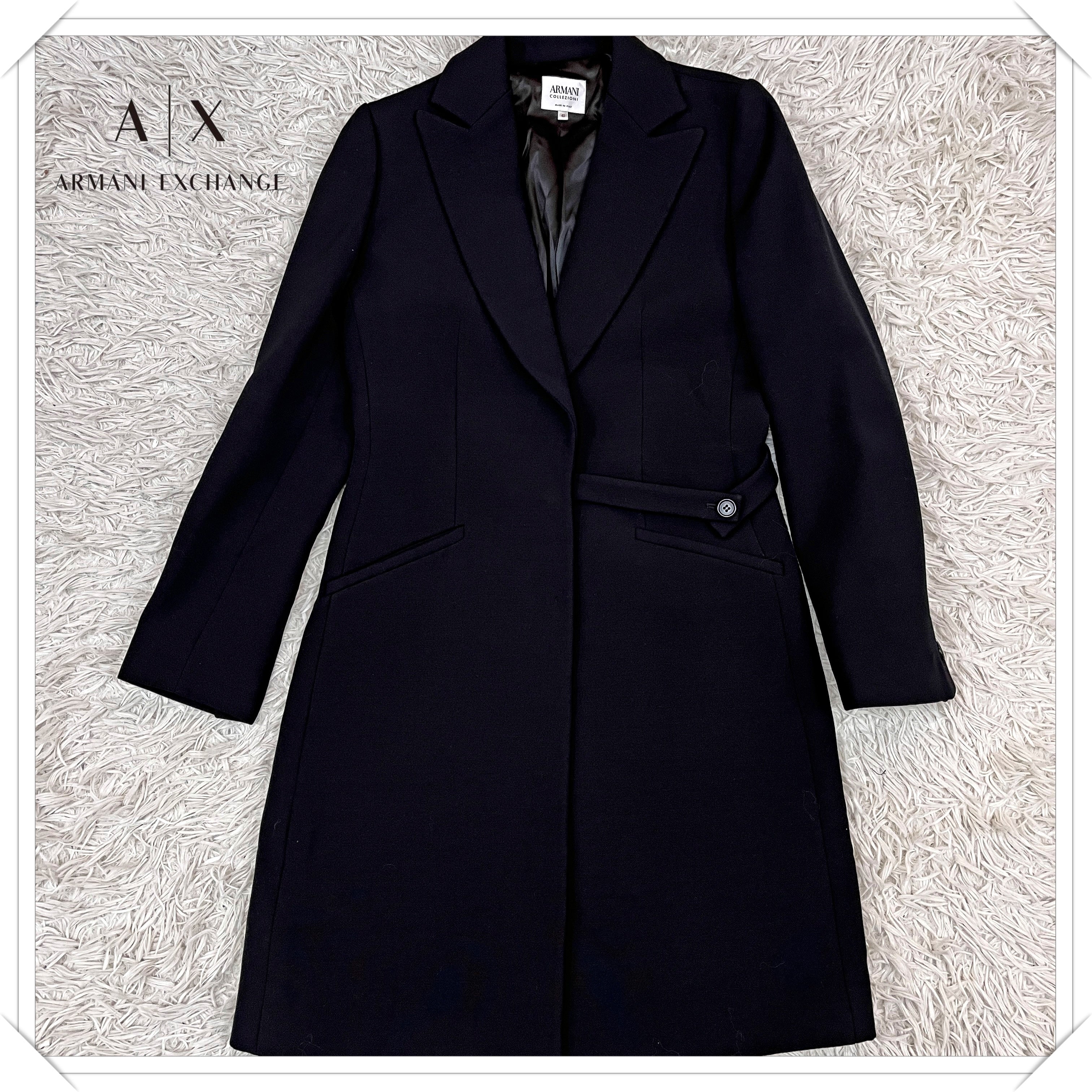 ARMANI COLLEZIONI ウール チェスターコート ブラック レディース 40