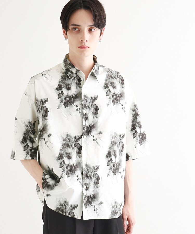 WEB限定】無地/花柄アソートドレープ半袖シャツ（カジュアルシャツ