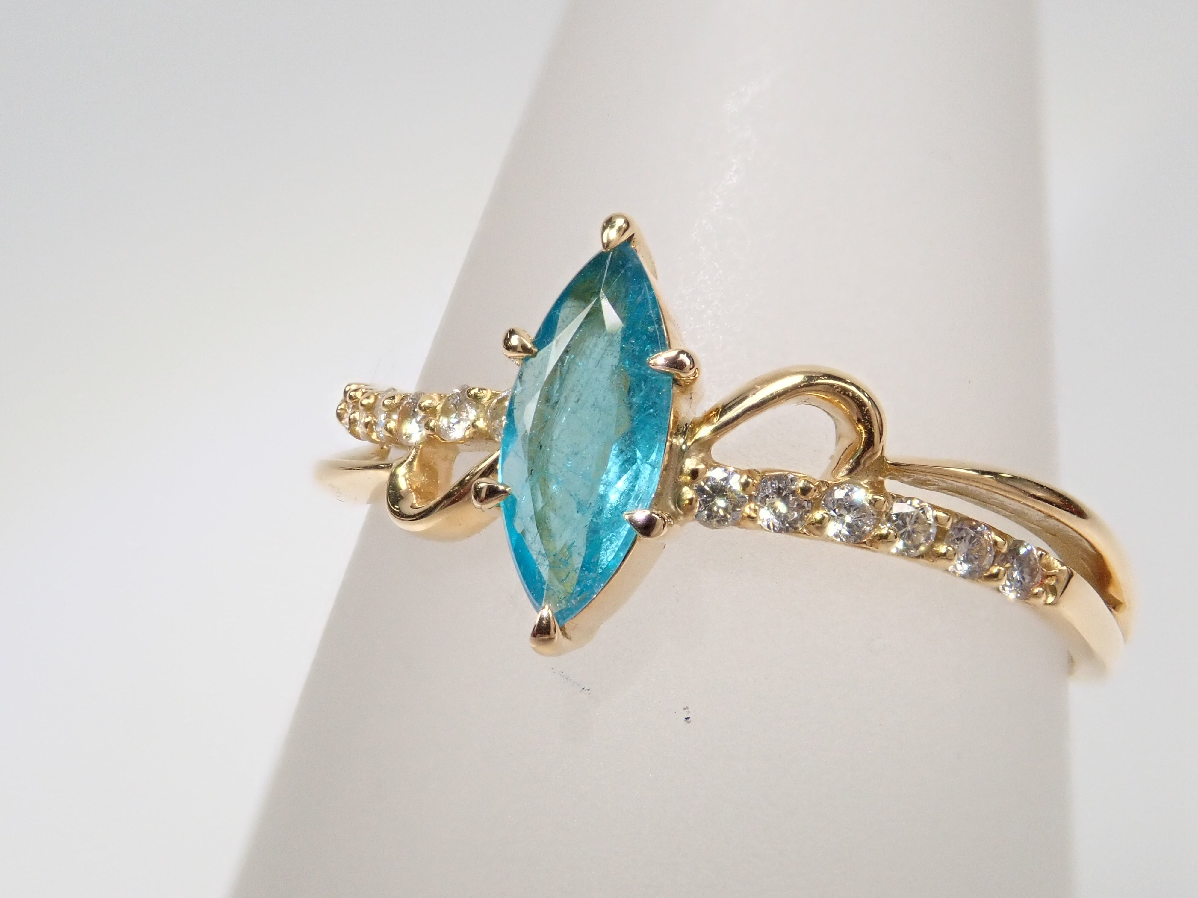 K18YG ブラジル産パライバトルマリン 0.3ct リング GIA