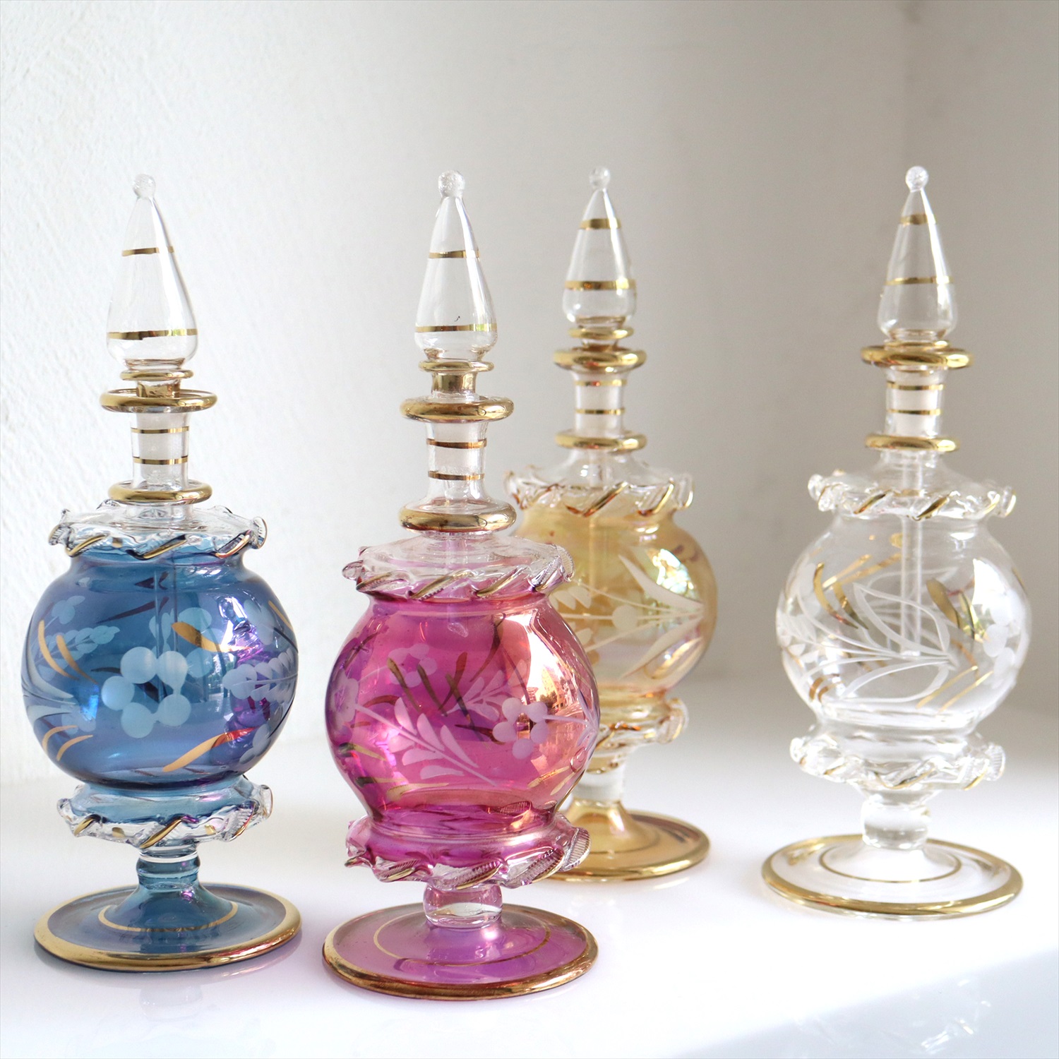 キリムスタイル / エジプトガラス香水瓶 クレオパトラ 18cm ブルー