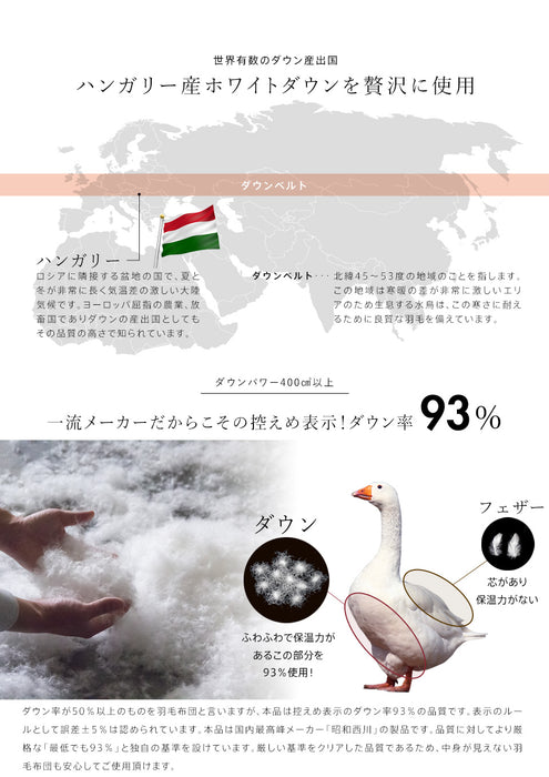 ハンガリーダウン93％ 西川 羽毛肌掛け布団 ダウンケット 洗える
