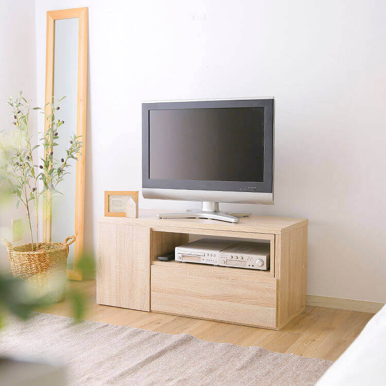 コーナー伸縮テレビ台 木製タイプの角度調整可能(ヴィンテージ