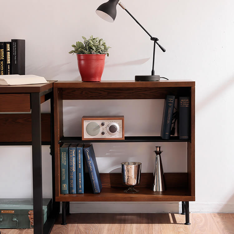 サイドラック(ブラウン/ナチュラル+ホワイト)天然木使用の収納棚