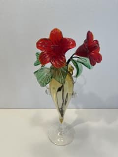 ⭐️琉球ガラス 花瓶 ガラス花 ハイビスカス ビーズオーナメントセット