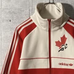 希少】アディダス カナダ代表 トラックジャケット 刺繍ロゴ 赤 白 M