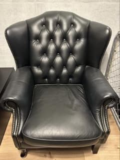 説明欄必読】 チェスターフィールドソファ ヴィンテージ 黒 1人掛け