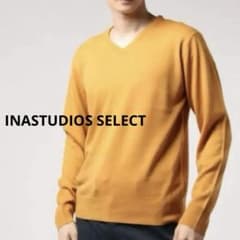 Vネック セーター ニット 長袖 マスタード イエロー メンズ M - メルカリ