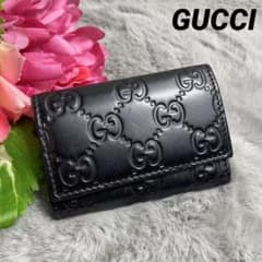 GUCCI グッチ GG レザー キーケース 6連 シルバー金具 ブラック 黒