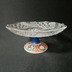 未使用品 18㎝ 三洋陶器 龍峰窯 つみき 高台皿 足付き皿 コンポート