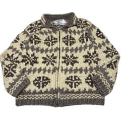 KANATA カナタ カウチンニット ジップアップ タロン ゴールド金具 L