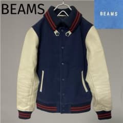 BEAMS ビームス スタジャン ドンキー襟 袖レザー ラムレザー M メンズ