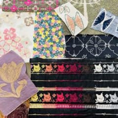 pjc.音の絵.ミナペルホネン.刺繍ハギレ.ハンドメイド.はぎれ