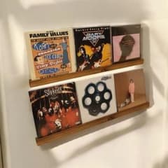 無垢材のレコードディスプレイレール LP3枚用2本セット レコードラック